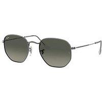 Ray-Ban Hexagonal Gunmetal Irregular Frame Sunglasses - Grey