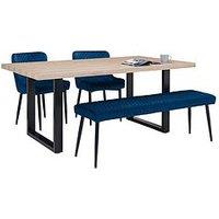 Julian Bowen Berwick Table Luxe Low Bench 2 Luxe Chairs
