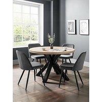 Julian Bowen Berwick 120 Cm Round Dining Table + 4 Burgess Chairs - Oak/Grey
