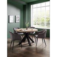 Julian Bowen Berwick 120 Cm Round Dining Table + 4 Hobart Chairs - Oak/Grey