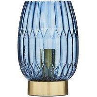 Very Home Emma Ribbed Touch Table Lamp - Navy/Brass