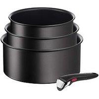 Tefal Ingenio Eco Resist 4Pc Aluminium Stackable Pan Set Black