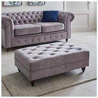 Very Home Laura Chesterfield Fabric Footstool - Grey - Fsc Certified