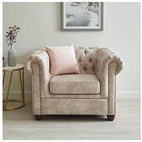 Very Home Chester Chesterfield Leather Look Armchair - Pebble - Fsc Certified