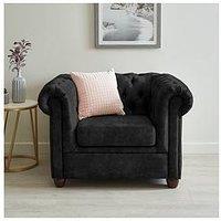 Very Home Chester Chesterfield Leather Look Armchair - Black - Fsc Certified