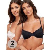 Dorina Rosa Lace Non Pad Bra (2 Pack) - Black/Pink