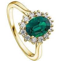 Created Brilliance Cate Created Brilliance 9Ct Gold Created Emerald And 0.25Ct Lab Grown Diamond Cluster Ring