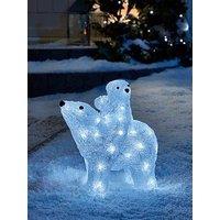 Very Home Acrylic Light Up Mummy And Baby Polar Bear Outdoor Christmas Decoration