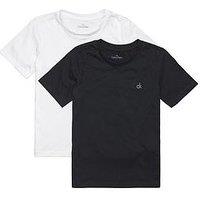Calvin Klein Boys 2 Pack Short Sleeve Logo T-Shirt - Black/White