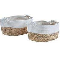 Very Home Set Of 2 Round Cotton/Seagrass Storage Baskets