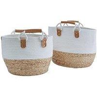 Very Home Set Of 2 Round Cotton/Seagrass Storage Baskets