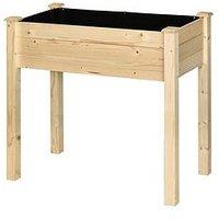 Outsunny Fir Wood Raised Rectangular Plant Stand