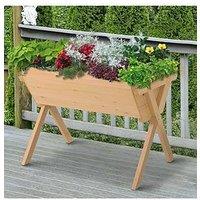 Outsunny Large Fir Wood Raised Plant Stand