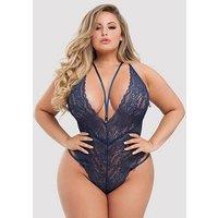 Lovehoney Plus Size Late Night Liaison Crotchless Lace Body - Blue