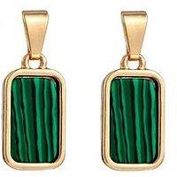 The Love Collection Gold Plated Created Malachite Stone Drop Earrings