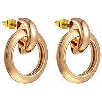 The Love Collection Gold Plated Drop Hoop Earrings