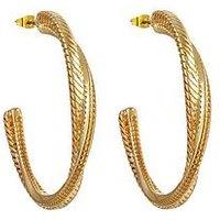 The Love Silver Collection Gold Plated Textured Large Fashion Stud Hoops