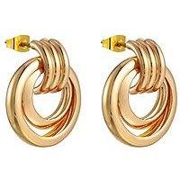 Gold Plated Statement Drop Hoop Earrings