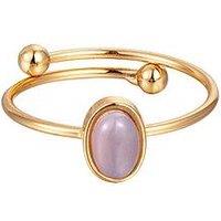 The Love Collection Gold Plated Oval Smokey Quartz Adjustable Ring