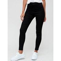 The Very Collection Short High Waist Denim Jeggings - Black