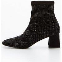 V By Very Wide Fit Block Heel Ankle Boot - Black