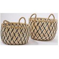 Very Home Set Of 2 Bamboo Woven Storage Baskets