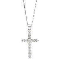 Say It With Claw Set Cross Necklace - Sterling Silver