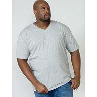 D555 Signature V Neck T-Shirt - Grey Melange