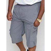 D555 Mason-Mason Elasticated Waist Drawcord Cargo Capri Pant - Grey