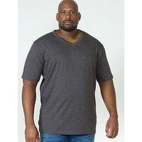 D555 Signature V Neck T-Shirt - Charcoal Melange