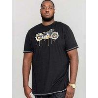 D555 Rochester Motor Bike With Drip Effect Printed T-Shirt - Black
