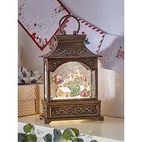 Festive 25 Cm Battery Operated Lit Santa Swirling Glitter Christmas Lantern