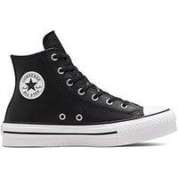 Converse Junior Girls Leather Eva Lift Hi Top Trainers - Black