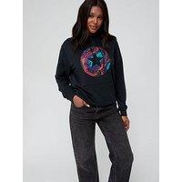 Converse Centre Front Chuck Patch Fill Print Pullover Hoodie - Black