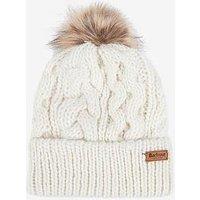 Barbour Penshaw Cable Knit Pom Pom Beanie - Cream