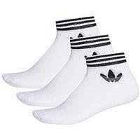 Adidas Originals Kids Adicolor Ankle 3 Pack Socks - White/Black