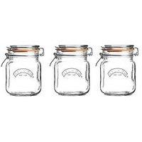 Kilner Set Of 3 1-Litre Clip Top Jars
