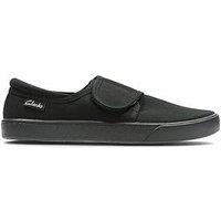 Clarks Kids Hopper Run Canvas Strap Plimsoll - Black