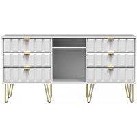 Swift Cube Ready Assembled 6 Drawer Tv Unit/Sideboard - Fits Up To 65 Inch Tv - White - Fsc Certified