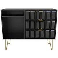 Swift Cube Ready Assembled 3 Drawer Tv Unit - Fits Up To To 48 Inch Tv - Black - Fsc Certified