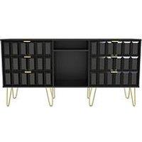 Swift Cube Ready Assembled 6 Drawer Tv Unit/Sideboard - Fits Up To 65 Inch Tv - Black - Fsc Certified