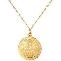 The Love Collection 18Ct Gold Plated Sterling Silver St. Christopher Pendant, 20" Adjustable Curb Chain.