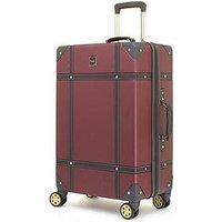 Rock Luggage Vintage 8 Wheel Retro Style Hardshell Medium Suitcase - Burgundy