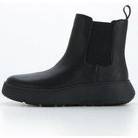 FitFlop F-MODE LEATHER FLATFORM Ladies Leather Platform Chelsea Boots Black