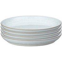 Denby White Speckle Set Of 4 Coupe Medium Plates