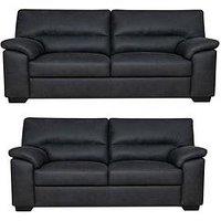 Very Home Danielle Faux Leather 3 Seater + 2 Seater Sofa Set - Black (Buy And Save!)