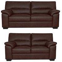 Very Home Danielle Faux Leather 3 Seater + 2 Seater Sofa Set - Chocolate (Buy And Save!)