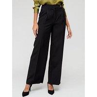 V By Very Button Detail Wide Leg Smart Trousers - Black