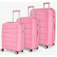 Rock Luggage Tulum 3 Piece Set Hardshell 8 Wheel Spinner - Bubblegum Pink