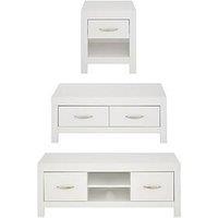 Very Home Clanford 3 Piece Package - Tv Unit, Coffee Table And Lamp Table - White